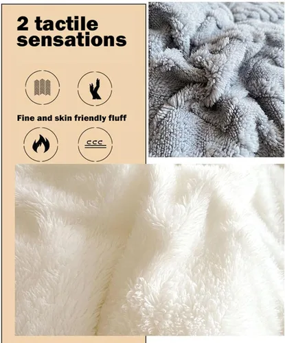 Miniatura 4 de Edredón de felpa de cordero grueso de doble capa, edredón cálido para invierno, edredón jacquard a cuadros de hibisco, manta de cama gruesa