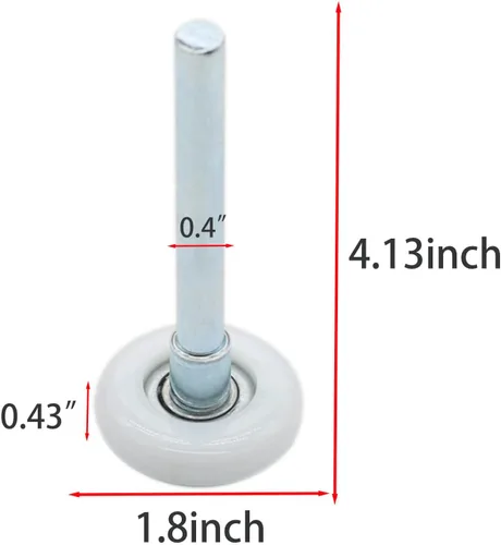 Miniatura 2 de Paquete de 2 rodillos de nailon para puerta de garaje de 1.8 pulgadas, vástago de 4 pulgadas, ruedas silenciosas para puerta de garaje para Blanco