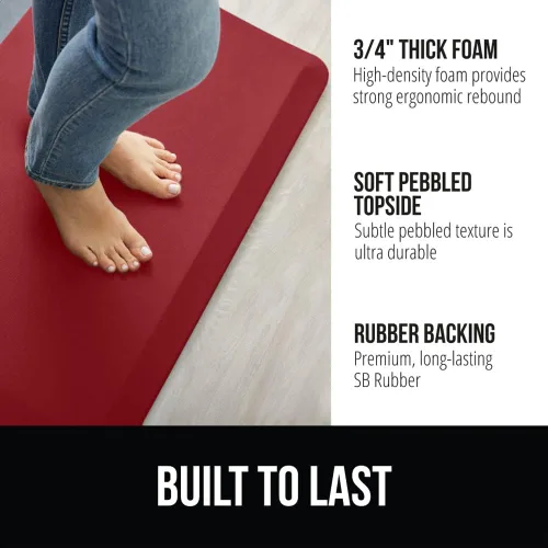 Miniatura 2 de GORILLA GRIP Alfombrillas de Cocina Cómodas y Acolchadas para el Piso, Superficie Superior Suave Resistente al Agua y a las Manchas, Alfombrilla Rojo