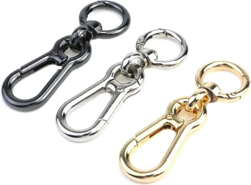 3 ganchos giratorios a presión, ganchos de presión para llavero, cierre de langosta, clip de resorte con anillo para llaves, cordones, suministros