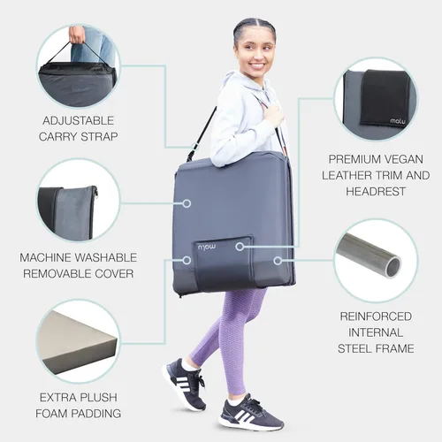 Miniatura 5 de malu Silla de suelo acolchada extra grande con soporte de espalda, cojín de meditación para silla japonesa, cómodo respaldo plegable, funda Negro