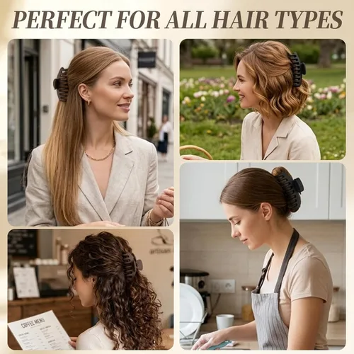 Miniatura 5 de TOCESS Pinzas de silicona para el cabello: paquete de 4 pinzas de garra mate grandes flexibles e irrompibles para mujeres de cabello grueso/fino