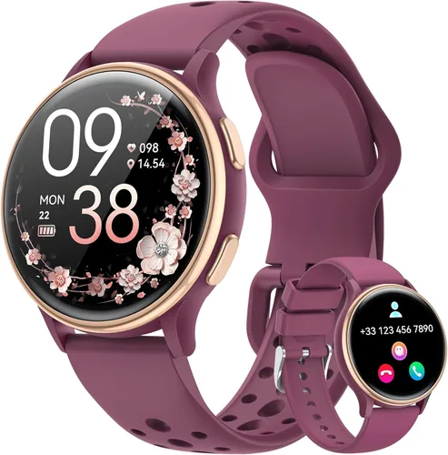 Miniatura 9 de Reloj inteligente para hombres y mujeres: rastreador de fitness con Bluetooth con pantalla táctil de 1.27 pulgadas, monitor de frecuencia cardíaca