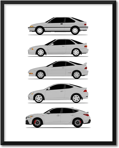 Miniatura 18 de Custom Car Posters Póster hecho a mano compatible con Acura Integra Evolution Generations e impresión de Acura Integra, multicolor, 8 x 10 pulgadas