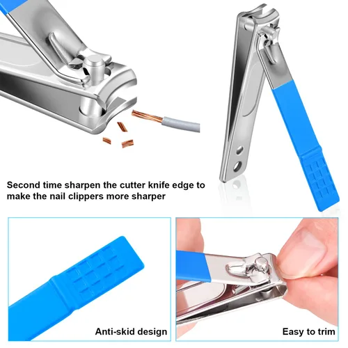 Miniatura 4 de Juego de manicura, mini cortaúñas de viaje, kit de herramientas de cuidado de pedicura, 10 piezas de acero inoxidable (azul)