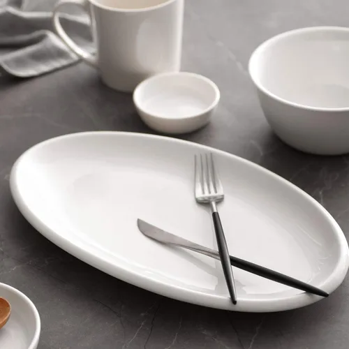 Miniatura 5 de DOWAN Platos de servir de 14 pulgadas para entretenimiento, platos blancos ovalados, bandejas y platos para servir para fiestas, aptos para horno