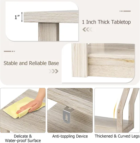 Miniatura 6 de BestComfort Mesa consola estrecha de 47 pulgadas con cajón, acento de entrada de madera de 3 niveles con estantes abiertos, mesa de sofá multiusos