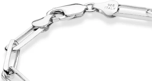 Miniatura 2 de Miabella Pulsera de plata de ley 925 maciza italiana de 0.197 in con eslabones de clip para mujeres y hombres, fabricada en Italia