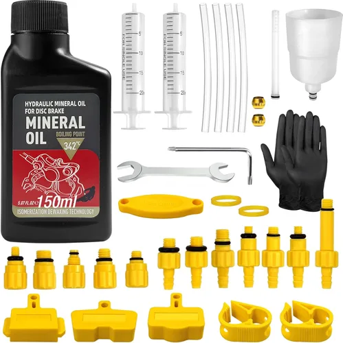 Kit de purgado de frenos BIBOKLTIY, kit de purgador de líquido de frenos con 150 ml de aceite mineral para frenos de disco hidráulicos Shimano,