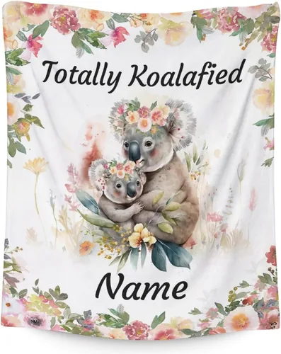 Miniatura 13 de Manta Koala para los amantes del koala, tamaño de cuna de 40 x 50 pulgadas, manta suave y acogedora para regalo, manta negra de dibujos animados