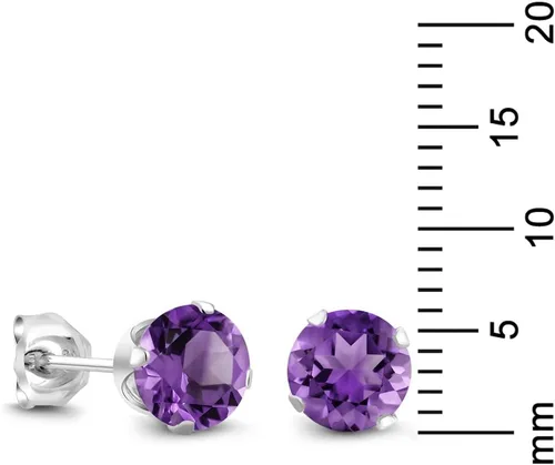 Miniatura 96 de Gem Stone King Aretes redondos de plata de ley 925 con piedra natal de 0.236 in para mujer