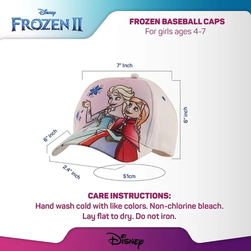 Miniatura 7 de Disney Gorra de béisbol, Frozen Elsa & Anna ajustable para niños de 4 a 7 años, Blanco