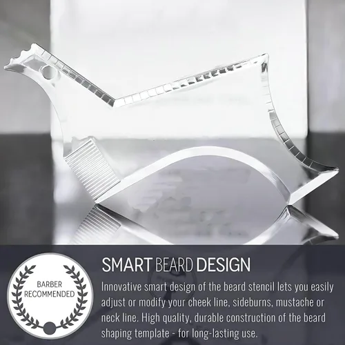 Miniatura 5 de Herramienta para moldear la barba para hombre con peine incorporado, plantilla transparente, plantillas de peine de peinado para patillas de bigote