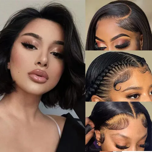 Miniatura 15 de Srakuw Wear and Go - Pelucas de cabello humano sin pegamento, precortadas con encaje frontal, pelucas para mujeres negras, sin pegamento, onda