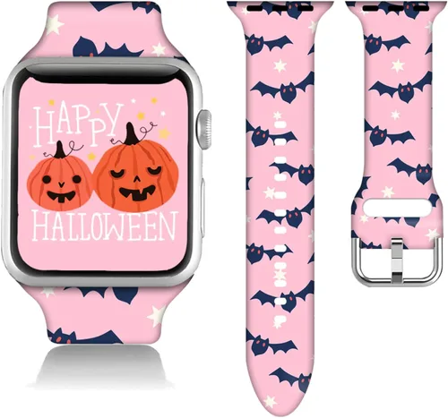 Miniatura 29 de Compatible con Apple Watch de copo de nieve de 38/40/41/42/44/45/46/1.929 in para mujeres y hombres, correa de repuesto de silicona suave para Hojas