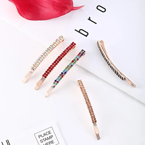 Miniatura 5 de Yaomiao 16 horquillas de diamantes de imitación de doble fila, pinzas decorativas para el cabello, horquillas de cristal de diamante para mujeres