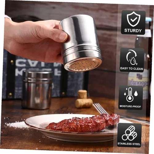 Miniatura 9 de DOITOOL Coctelera de acero inoxidable, 2 unidades, agitador de azúcar en polvo con asa, salero y pimentero con tapa para barbacoa, cocina