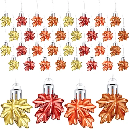 WILLBOND 36 piezas de adornos de Acción de Gracias para árbol pequeño, decoración de árbol de Acción de Gracias, hoja de arce, adornos colgantes de