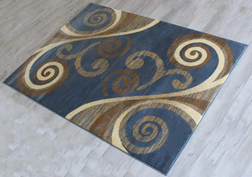 Miniatura 10 de Masada Rugs, Stephanie Collection - Alfombra de área moderna y contemporánea, 1100, azul, beige, marrón (5 pies 3 pulgadas x 7 pies 3 pulgadas)