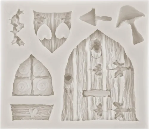 Miniatura 5 de Sijiangmold Moldes de silicona encantados para jardín, hadas, gnomo, puerta de casa, ventana, molde de fondant para caracol, hongos, fondant