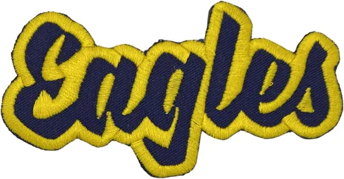 Miniatura 44 de (2 x 4 pulgadas) Eagles, espíritu de equipo, bordado, parche para planchar (sarga blanca/contorno verde)