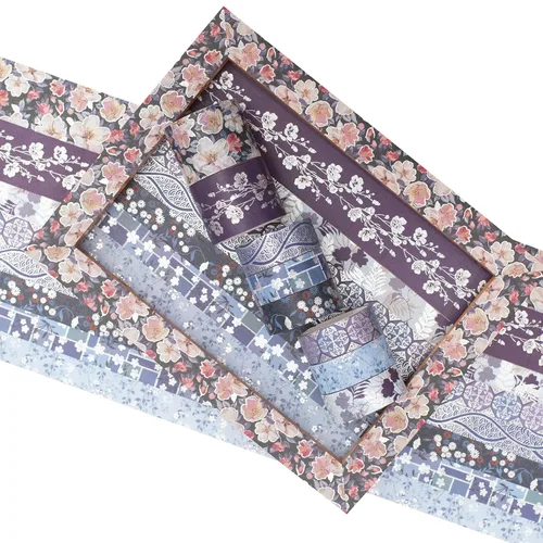 Miniatura 3 de Juego de 8 rollos de cinta adhesiva azul elegante Washi con adornos plateados anchos, cinta decorativa para manualidades, bricolaje, diarios