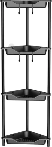 Miniatura 21 de Orimade Organizador de ducha esquinero de 2 niveles resistente a la oxidación, estante de esquina de piso de metal y plástico para baño, negro