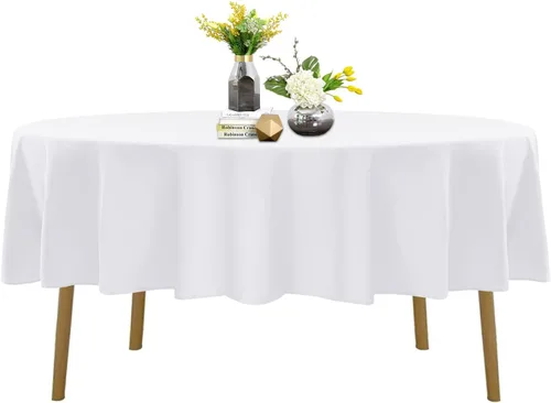 Miniatura 75 de Mantel de poliéster lavable de 90 pulgadas, resistente a las manchas y a las arrugas, mantel decorativo para mesa de comedor, fiestas de bufé y Negro
