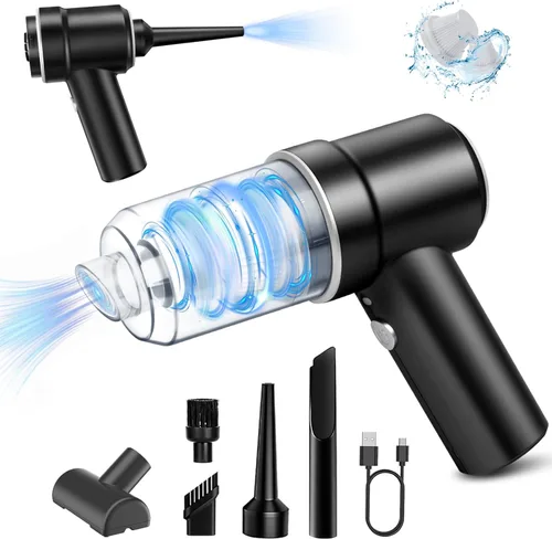 Aspiradora de mano inalámbrica, mini aspiradora de mano, aspiradora de coche con LED, plumero de aire eléctrico y aspiradora 2 en 1 recargable,