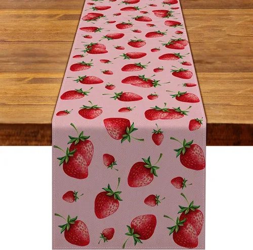 Miniatura 6 de Nepnuser Camino de mesa de fresa para niña, baby shower, decoración de fiesta de cumpleaños, decoración del hogar, comedor, cocina (13 x 72 pulgadas)