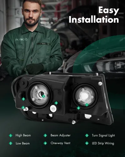 Miniatura 3 de SCITOO Faros delanteros para Jeep Grand Cherokee 1999-2004, carcasa cromada, reflector ámbar, lente transparente, lado del conductor y del pasajero