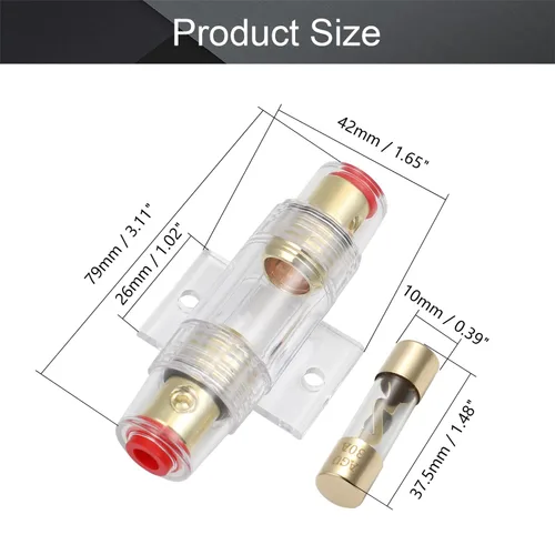 Miniatura 2 de Fielect Portafusibles AGU en línea con fusible de 30 amperios para audio de coche, amplificador de alarma, audio de camión, compresores 65A 1 pieza