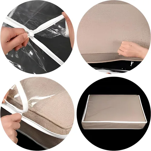Miniatura 4 de Fundas de cojín de plástico para asiento de sofá, 4 fundas transparentes impermeables para sofá, fundas de sofá impermeables de PVC, fundas de sofá