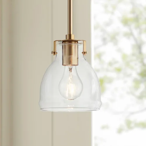 Possini Euro Design Bellis - Mini iluminación colgante dorada suave de 6 pulgadas de ancho para casa de campo, industrial, rústico, transparente,