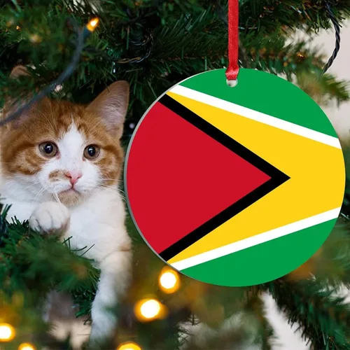 Miniatura 4 de Adorno de Navidad de Guyana, bandera de Guyana, recuerdo navideño, adorno de Navidad de acrílico, bandera nacional, recuerdo de país, decoraciones