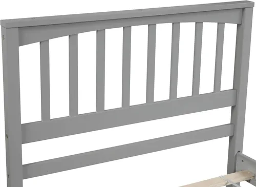 Miniatura 5 de MERITLINE Cama de plataforma de tamaño individual, marco de cama individual de madera, gris