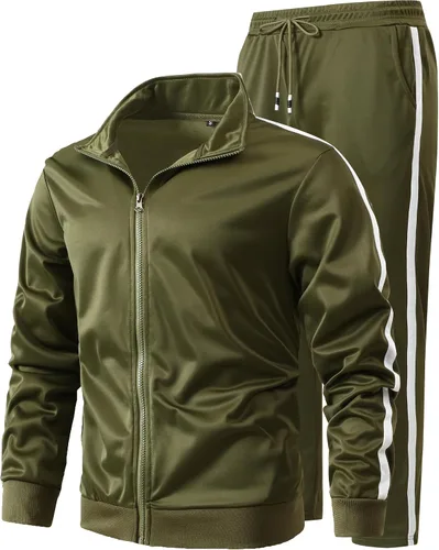 GXAMOY Conjunto deportivo deportivo de 2 piezas para hombre, casual, con cremallera completa, para correr, entrenamiento, deportes, conjunto