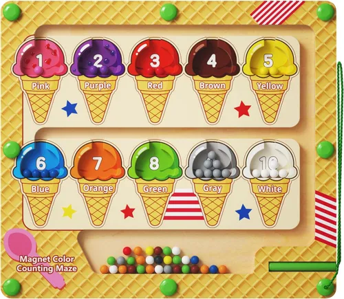 Miniatura 8 de zhiwuzhu Laberinto magnético de color y números para juguetes Montessori, tablero de aprendizaje a juego de madera para niños de 2 a 4 años