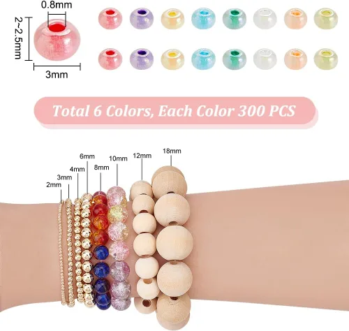 Miniatura 6 de PH PandaHall 1800 piezas Cuentas de semillas de fantasía nubladas de 6 colores 3mm Cuentas de vidrio cremoso Cuentas redondas para la cintura