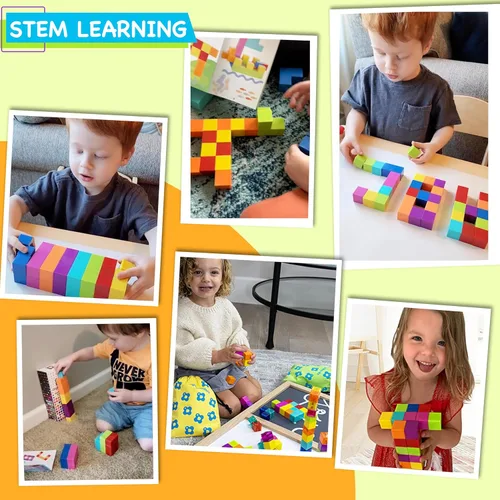 Miniatura 4 de BrainSpark 48 piezas bloques de construcción magnéticos DigitBlocks multicolor STEM Montessori bloques imán para niños, juego educativo de Negro