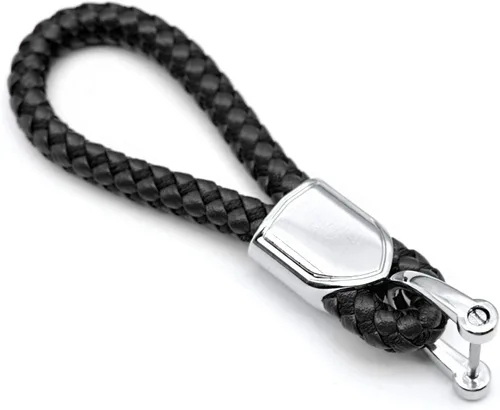Llaveros de cuero para llavero de automóvil, soporte de metal resistente con anillo en D para hombres y mujeres, 1 paquete, negro, largo