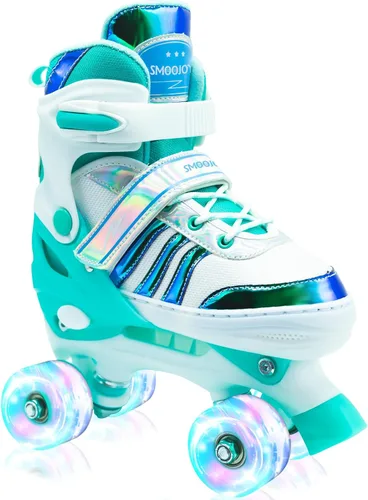 Miniatura 9 de Patines de ruedas para niñas, niños y niños, 4 tamaños ajustables, para interiores y exteriores, con ruedas iluminadas para principiantes de 3 a 12