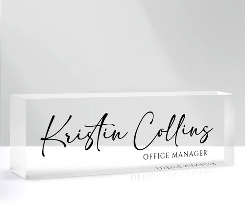 Placa de nombre personalizada para escritorio, placa de nombre personalizada en cristal acrílico transparente, regalos de agradecimiento para Tinta