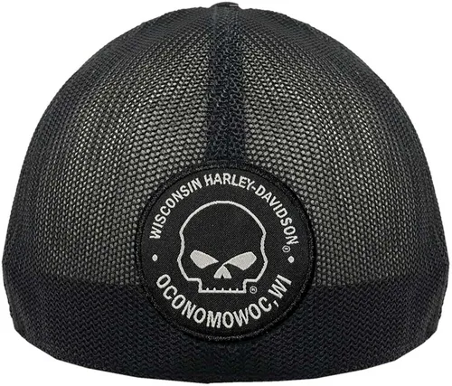 Miniatura 2 de Harley-Davidson Willie G Skull Logo Gorra de camionero de malla curvada para hombre, color negro, Negro
