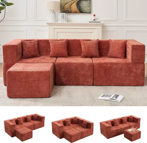 Miniatura 33 de MONVANE 55.5" Convertible Loveseat Sofa, 2-in-1 Boneless Sleeper Sofa Bed Futon Couch with Storage Pocket, Comfy Chenille Deep Seat Boneless Couch