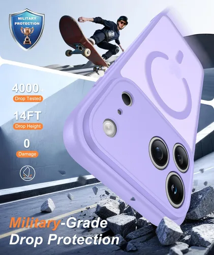 Miniatura 20 de FNTCASE Funda para iPhone 17 Pro: Fundas delgadas translúcidas de color azul claro compatibles con MagSafe, protección completa de la cámara