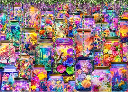 Miniatura 13 de HUADADA Rompecabezas para adultos de 1000 piezas, rompecabezas de desafío de ilustración de cuadrícula de 3 x 3, ilustración original de 1000 piezas