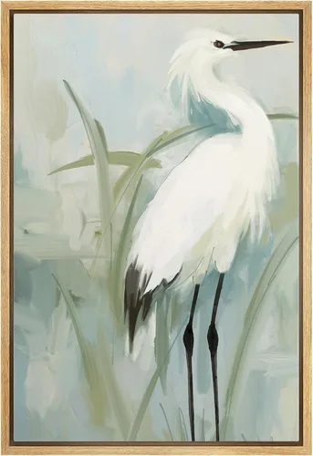 Miniatura 14 de wall26 Lienzo enmarcado para pared, acuarela, azul pastel, garza, galápagos, aves, animales, ilustraciones de naturaleza salvaje, arte moderno