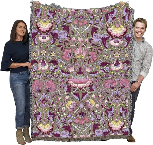 Miniatura 12 de Pure Country Weavers William Morris Lodden Cornflower Blanket - Artes y Oficios - Tapiz Decorativo de Regalo Tejido de Algodón - Fabricado