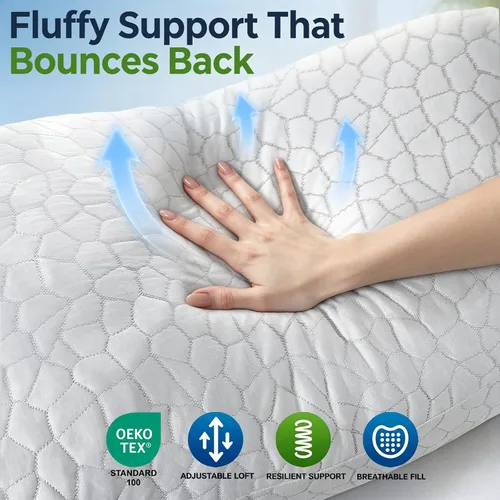 Miniatura 6 de SUPA MODERN Almohada refrescante de tamaño estándar, 1 paquete, almohadas de espuma viscoelástica trituradas CertiPUR-US, almohadas de cama frescas